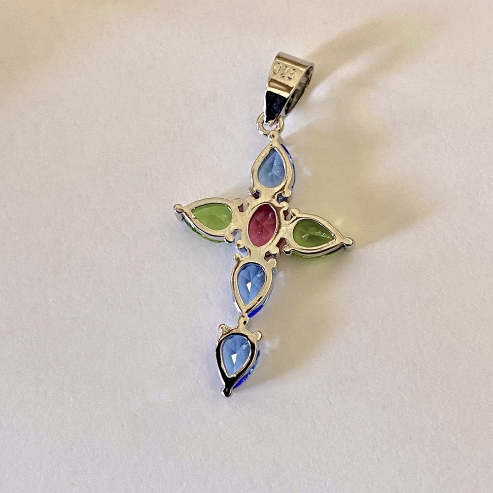 💥 Multi Color Gemstone 💎 Cross ❤️ - Picture 2 of 2